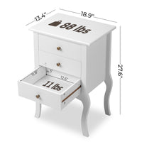 European White 3-Drawer Bedside Table
