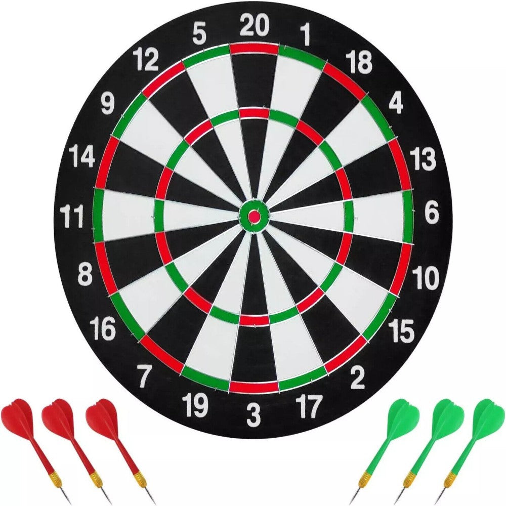 Full-Size 17" Dartboard Set with 6 Darts