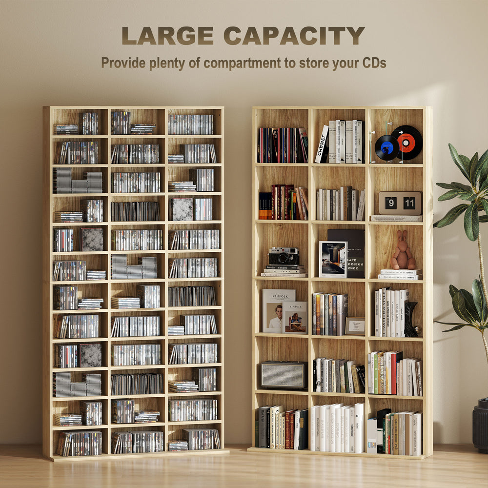 36-Cube Bookcase & Media Organiser – Oak Tone Finish