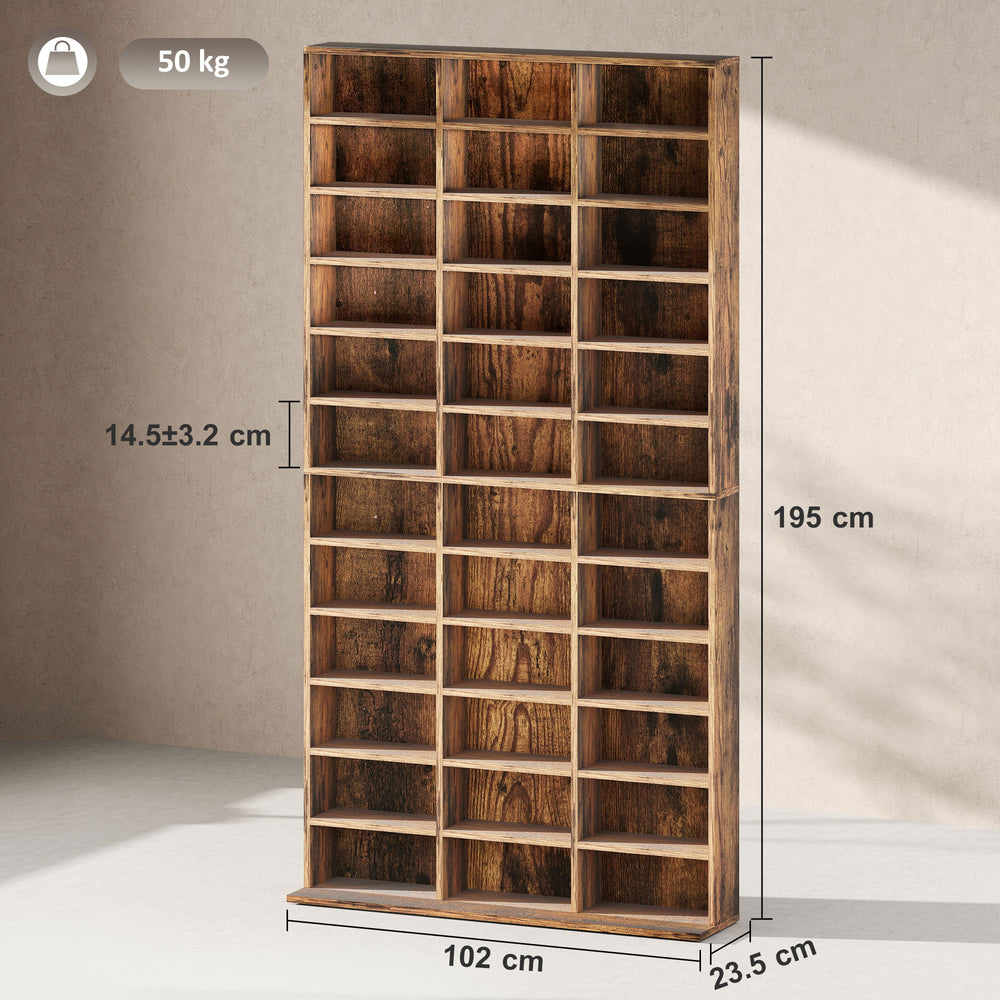 3. 36-Cube Bookcase & Media Organiser – Rustic Brown Finish