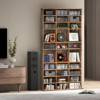 3. 36-Cube Bookcase & Media Organiser – Rustic Brown Finish