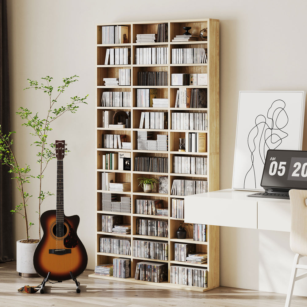 36-Cube Bookcase & Media Organiser – Oak Tone Finish