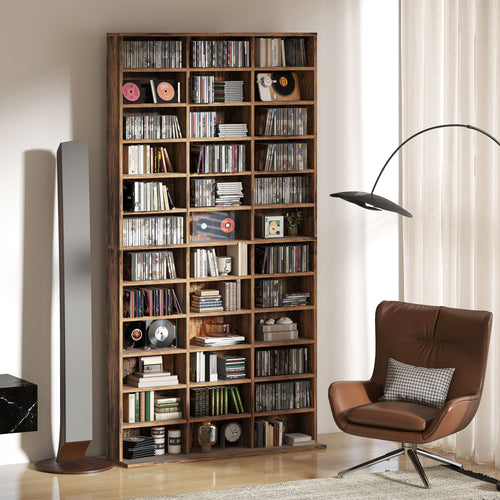 3. 36-Cube Bookcase & Media Organiser – Rustic Brown Finish