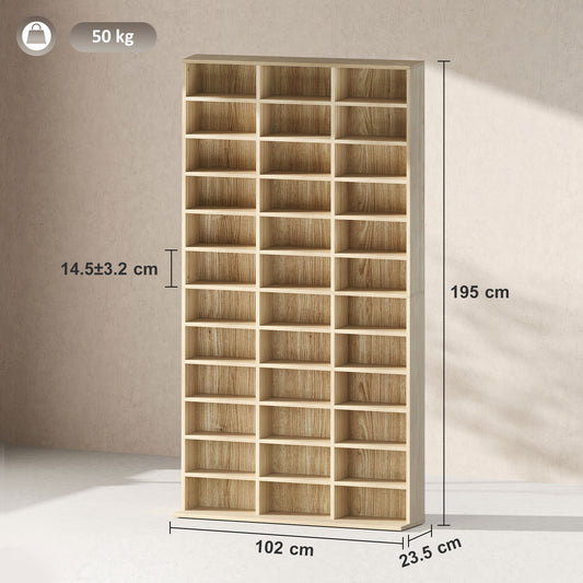 36-Cube Bookcase & Media Organiser – Oak Tone Finish