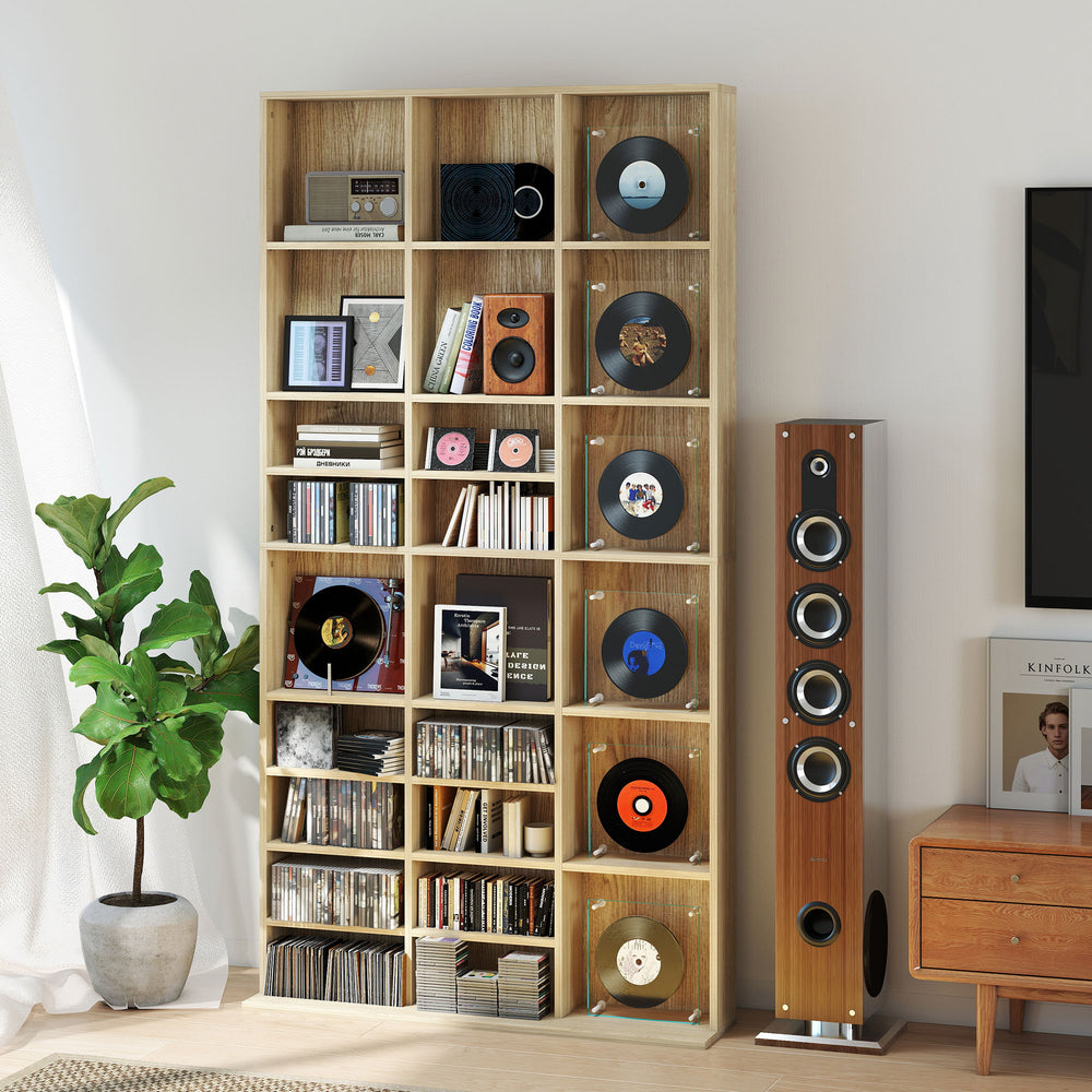 36-Cube Bookcase & Media Organiser – Oak Tone Finish