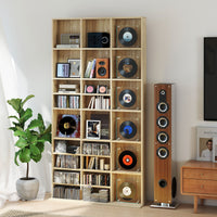 36-Cube Bookcase & Media Organiser – Oak Tone Finish