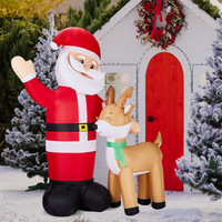 1.9M Lighted Santa & Reindeer Inflatable | Christmas Yard Decoration