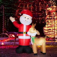 1.9M Lighted Santa & Reindeer Inflatable | Christmas Yard Decoration