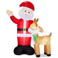 1.9M Lighted Santa & Reindeer Inflatable | Christmas Yard Decoration
