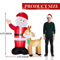 1.9M Lighted Santa & Reindeer Inflatable | Christmas Yard Decoration